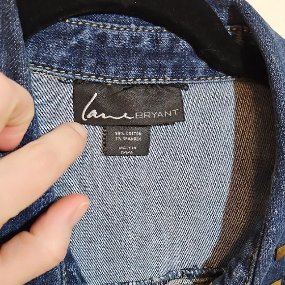 Lane Bryant Blue Studded Jean Jacket - Picture 2 of 8
